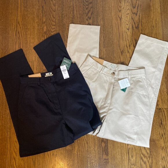 (2) L.L. Bean Original Fit Khaki and black 8 reg pants women's NWT wrinkle free - Picture 2 of 9